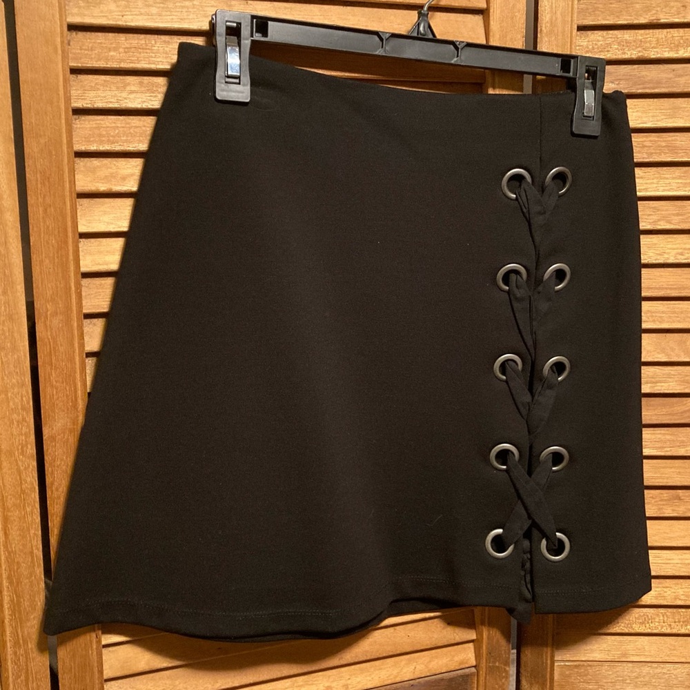 One Heart Black Knit Mini Skirt